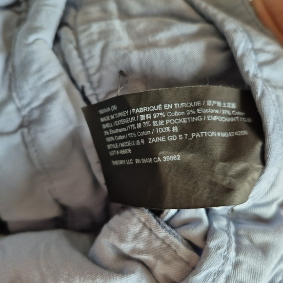 Theory Shorts Mens 36 Chino Blue Casual Summer Preppy Pockets Beach Flat Front - Picture 12 of 13